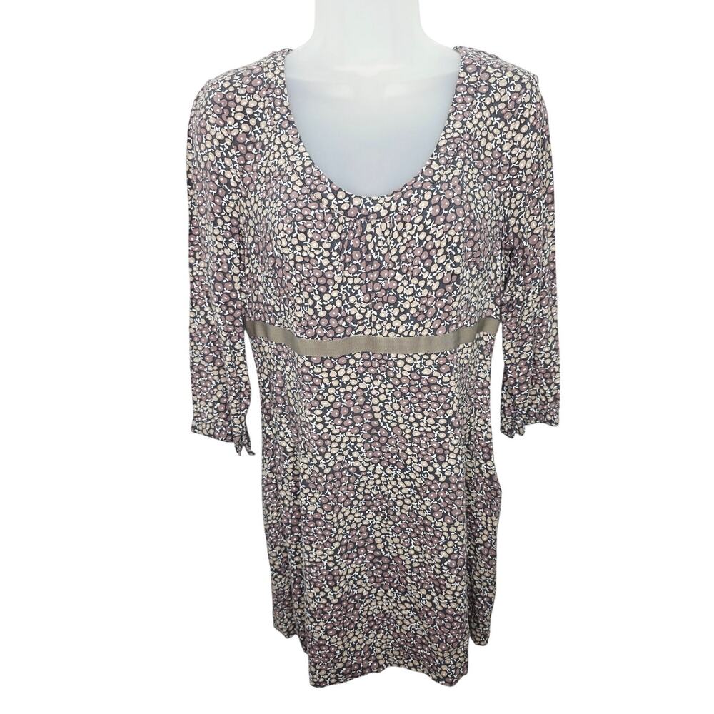 Boden Ditsy Floral Empire Waist Dress Womens 10 Boho 3/4 Sleeve Earth Toned